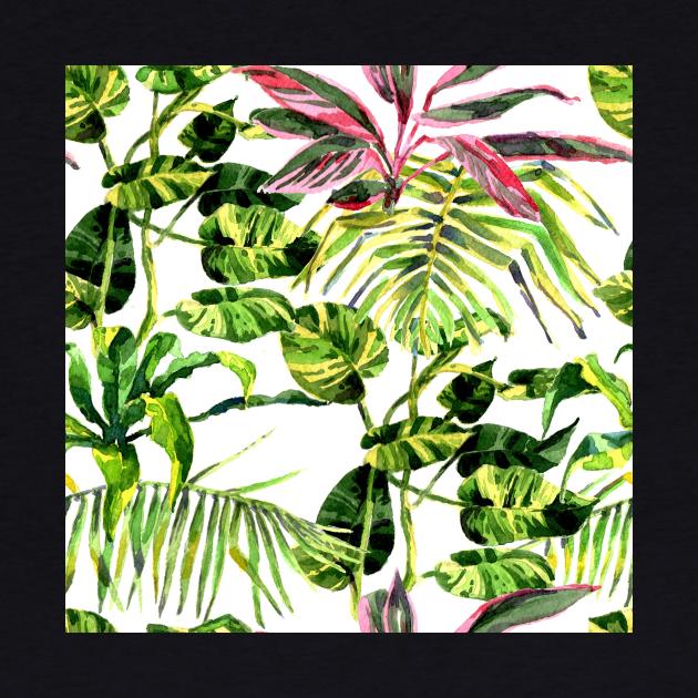Watercolor tropical leaves and plants by Olga Berlet